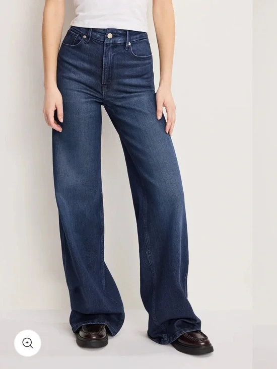 Good American Good Skate Soft Tech High-Rise Wide-Leg Jeans - Picture 2 of 10